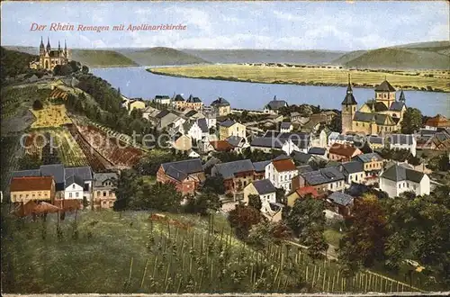 Remagen Rhein mit Apollinariskirche Kat. Remagen