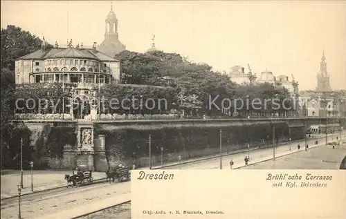 Dresden Bruehlsche Terrasse mit Belvedere Kat. Dresden Elbe