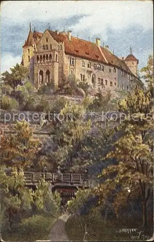 Nuernberg Burg von Westen Kuenstlerkarte Kat. Nuernberg