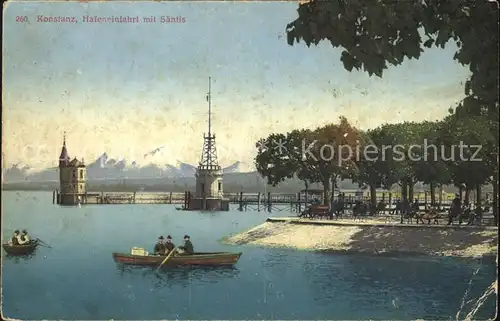 Konstanz Bodensee Hafeneinfahrt mit Saentis Kat. Konstanz