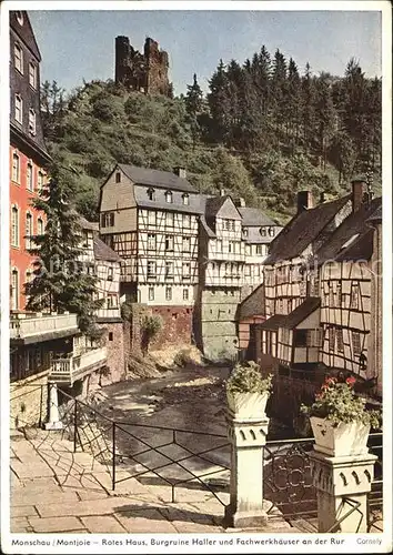 Monschau Rotes Haus Burgruine Haller Fachwerkhaeuser Ruhr Kat. Monschau