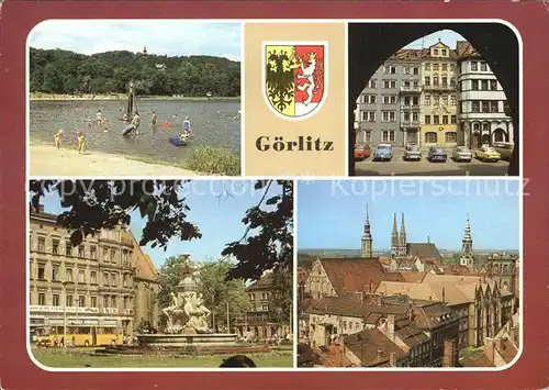 Goerlitz Sachsen Volksbad Haeuser der Zeile Blick vom Dicken Turm Kat. Goerlitz