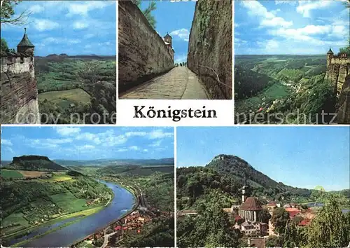 Koenigstein Saechsische Schweiz Bielatal Elbe Lilienstein Festung Kat. Koenigstein Saechsische Schweiz