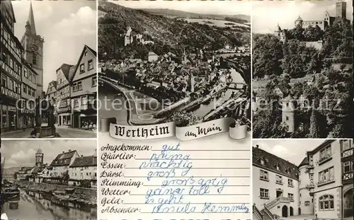 Wertheim Main Kirche Brunnen Mainpartie Fliegeraufnahme Schloss Kat. Wertheim