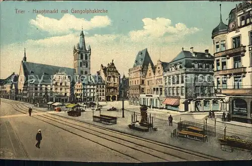 Trier Hauptmarkt mit Gangolphskirche Kat. Trier