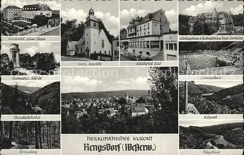 Rengsdorf Kurhotel zum Stern Kath Kapelle Kurhotel Eul Erholungsheim Bismarcksaeule Strandbad Elisabethhoehe Rosenberg Koeppel Almblick Kat. Rengsdorf