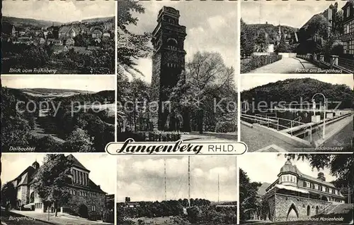 Langenberg Rheinland Frohnbergblick Bismarckturm Buergerhaus Dellbachtal Badeanstalt Sender Landeskrankenhaus Marienheide Kat. Velbert