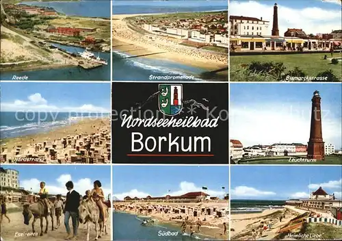 Borkum Nordseebad Reede Strand Bismarkstr Nordstrand Eselreiten Suedbad Leuchtturm Heimliche Liebe Kat. Borkum