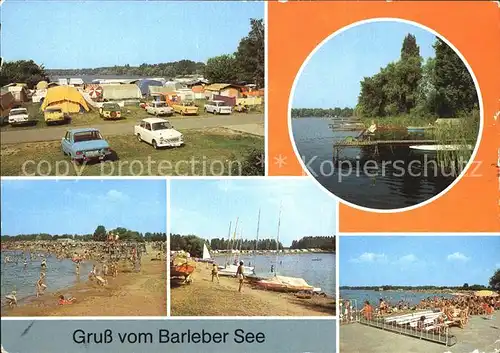 Barleben Barleber See Campingplatz Strandpartien Bootsstege Kat. Barleben