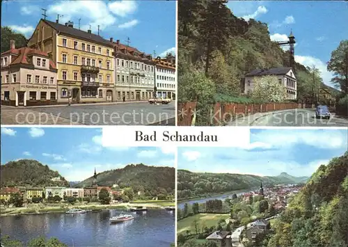 Bad Schandau Markt Personenaufzug zum OT Ostrau Elbansicht Panorama Kat. Bad Schandau