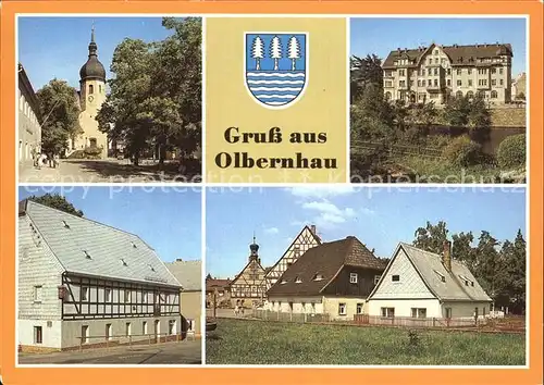 Olbernhau Erzgebirge Kirche Rathaus Gaststaette Wilder Mann Saigerhuette Kat. Olbernhau
