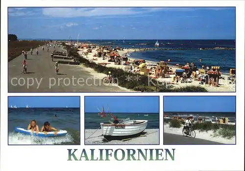 Kalifornien Strandpartien Badefreuden Boot am Strand Kat. Schoenberg (Holstein)