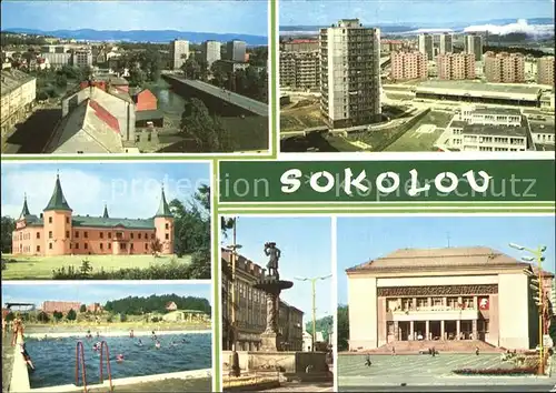 Sokolov Okresni mesto a vyznamne stredisko prumyslu zname predvsim tezbou uhli Kat. Sokolov