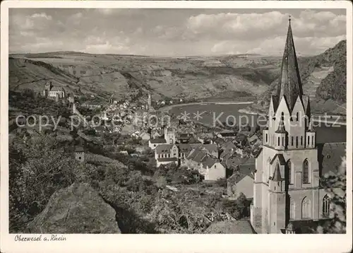 Oberwesel Rhein Panorama Kirche Kat. Oberwesel am Rhein