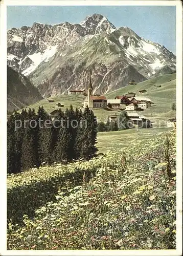 Hirschegg Kleinwalsertal Vorarlberg mit Widderstein und Baerenkopf Kat. Mittelberg