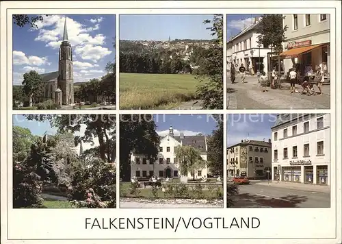 Falkenstein Vogtland Kirche zum Hl Kreuz Ellefeldblick Schlossstr Schlossfelsen Heimatmuseum Carolaplatz Kat. Falkenstein Vogtland