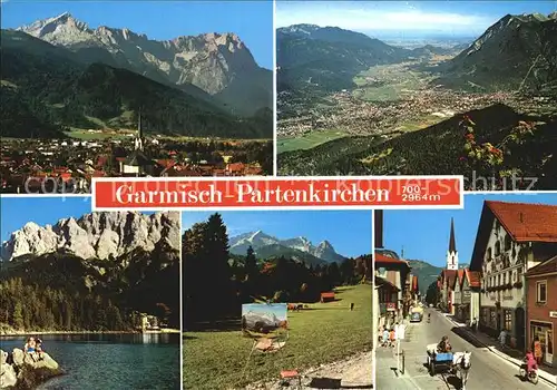 Garmisch Partenkirchen Teilansicht Panorama Seemotiv Strassenpartie Kat. Garmisch Partenkirchen