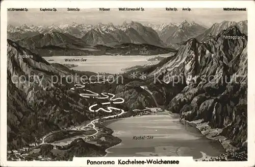 Kochel See Panorama Kochelsee Walchensee Alpenpanorama aus der Vogelperspektive Kat. Kochel a.See
