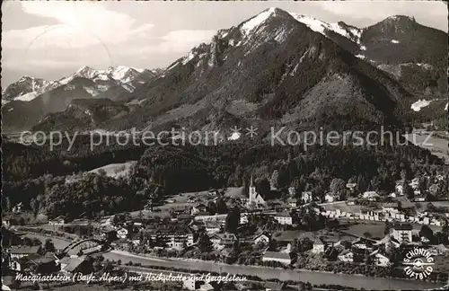 Marquartstein mit Hochplatte und Geigelstein Ammergauer Alpen Kat. Marquartstein