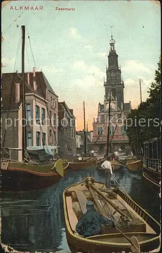 Alkmaar Zaadmarkt Kanal Boote Kirche Kat. Alkmaar