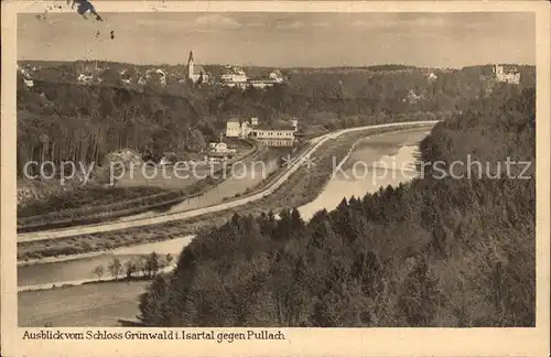 Gruenwald Muenchen Ausblick vom Schloss Gruenwald Isartal gegen Pullach Kat. Gruenwald