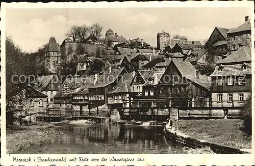 Kronach Oberfranken mit Feste von der Wassergasse aus Kat. Kronach