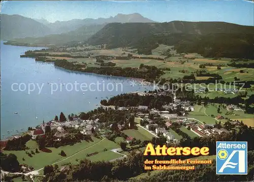 Attersee mit Schafberg Fliegeraufnahme Kat. Attersee