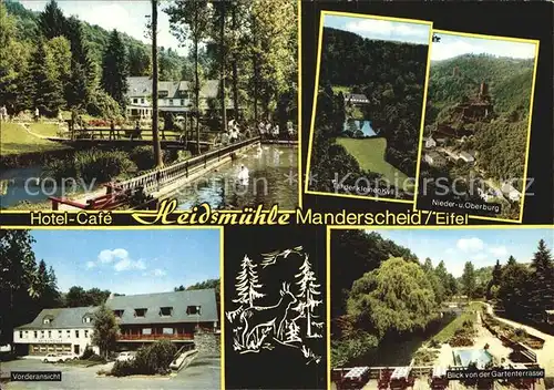 Manderscheid Eifel Hotel Cafe Restaurant Heidsmuehle Schwanenteich Kleine Kyll Burg Kat. Manderscheid