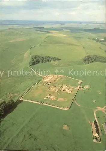 Cumbria Housteads Roman Fort Hadrians Wall towards Sewingshield aerial view