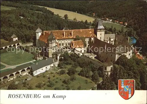 Rosenburg Kamp Burg Torturm Turnierhof Arkaden Fliegeraufnahme Kat. Rosenburg Mold