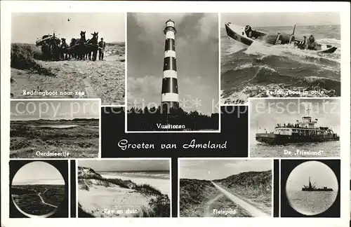 Ameland Faehre Friesland Strand Duenen Rettungsboot Leuchtturm Kat. Niederlande