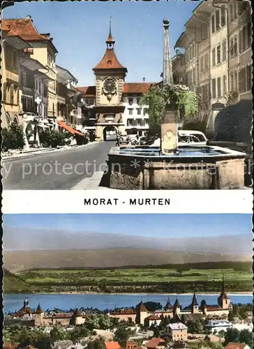 Murten Morat Brunnen Stadttor Gesamtansicht Kat. Murten