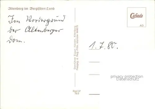 Altenberg Rheinland Dom Fliegeraufnahme Kat. Odenthal