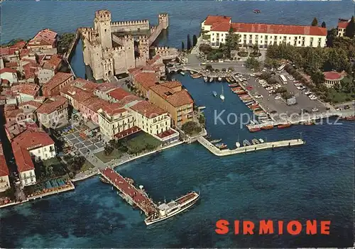Sirmione Lago di Garda Fliegeraufnahme Schloss Kat. Italien