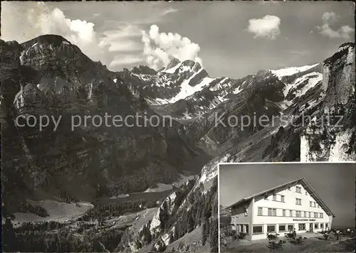 Seealpsee Meglisalp Gloggeren Mariwes Faehlentuerme Altmann Rotsteinspass und Lisengrat Berggasthaus Ebenalp Kat. Schwende