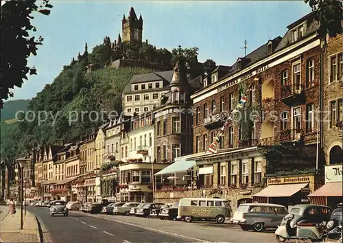 Cochem Mosel Uferstrasse Schlossblick Kat. Cochem