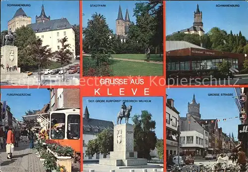 Kleve Schwanenburg Stadtpark Fussgaengerzone Kurfuerst Friedr Wilhelm Denkmal Grosse Strasse Kat. Kleve