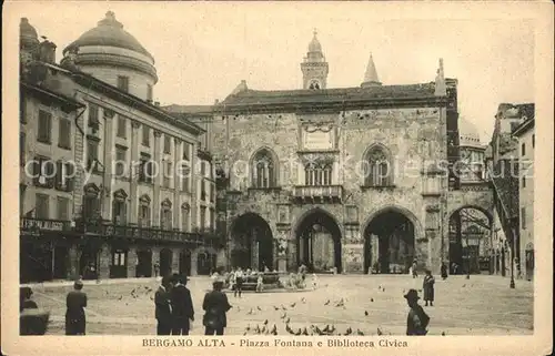 Bergamo Piazza Fontana e Biblioteca Civica Kat. Bergamo