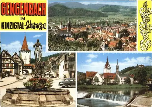 Gengenbach Panorama Markt Brunnen Stadttor Stauwehr Kat. Gengenbach Schwarzwald