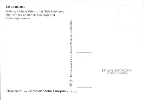 Salzburg Oesterreich Festung Hohensalzburg mit Stift Nonnberg Kat. Salzburg