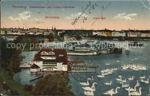 Hamburg Aussenalster Lombardsbruecke Bootshaus  Kat. Hamburg