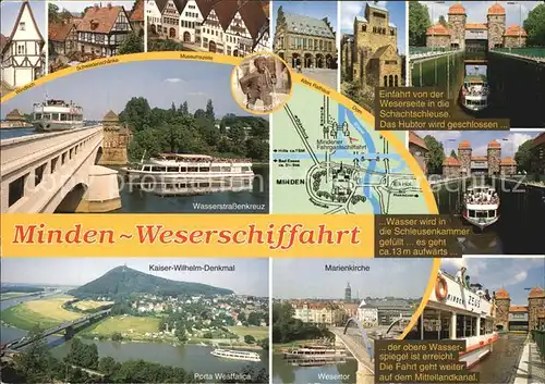 Minden Westfalen Wasserstrassenkreuz Porta Westfalica Kaiser Wilhelm Denkmal  Kat. Minden