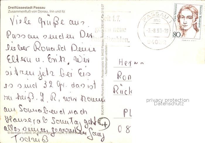 Passau Dreifluessestadt Inn Donau Ilz Kat. Passau Nr. kt09026