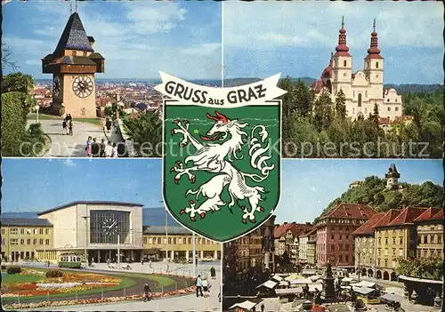 Graz Steiermark Schloss Bahnhof Wappen  Kat. Graz