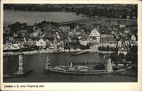 Lindau Bodensee Hafeneinfahrt Fliegeraufnahme Kat. Lindau (Bodensee)