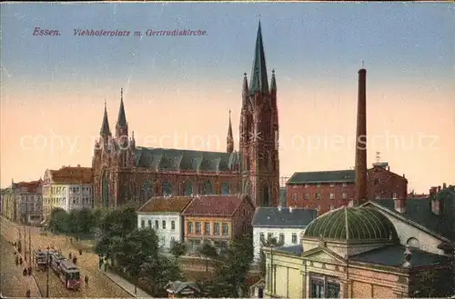 Essen Ruhr Viehoferplatz mit Gertrudiskirche Kat. Essen