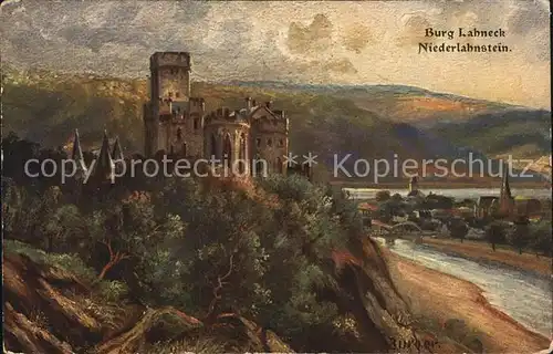 Niederlahnstein Burg Lahneck Kuenstlerkarte Kat. Lahnstein