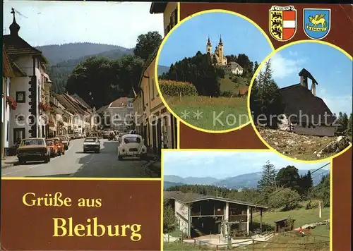Bleiberg Seilbahn Strassenpartie Kirche Kat. Villach