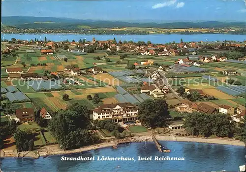 Insel Reichenau Fliegeraufnahme Strandhotel Loehnerhaus mit Mittelzell Kat. Reichenau Bodensee