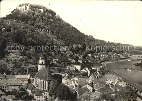 Koenigstein Saechsische Schweiz Stadt mit Festung Kat. Koenigstein Saechsische Schweiz